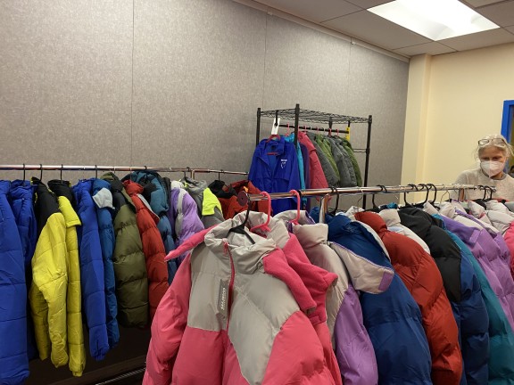 Colorful new coats waiting for clients