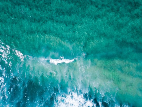 Ocean from above in blues and greens