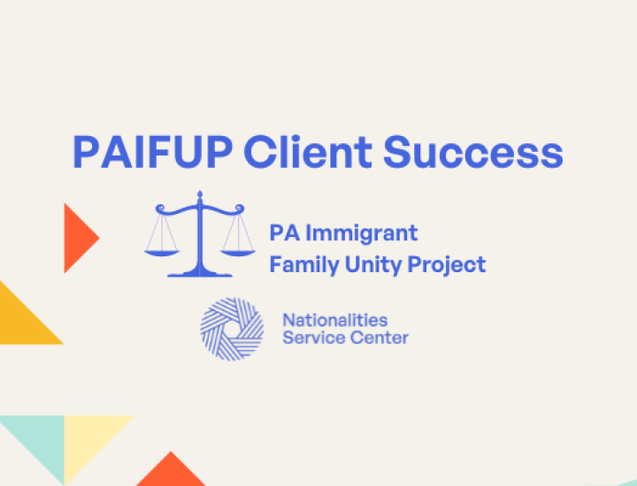 PAIFUP Client Success with logo of PA Family Immigrant Unity Project